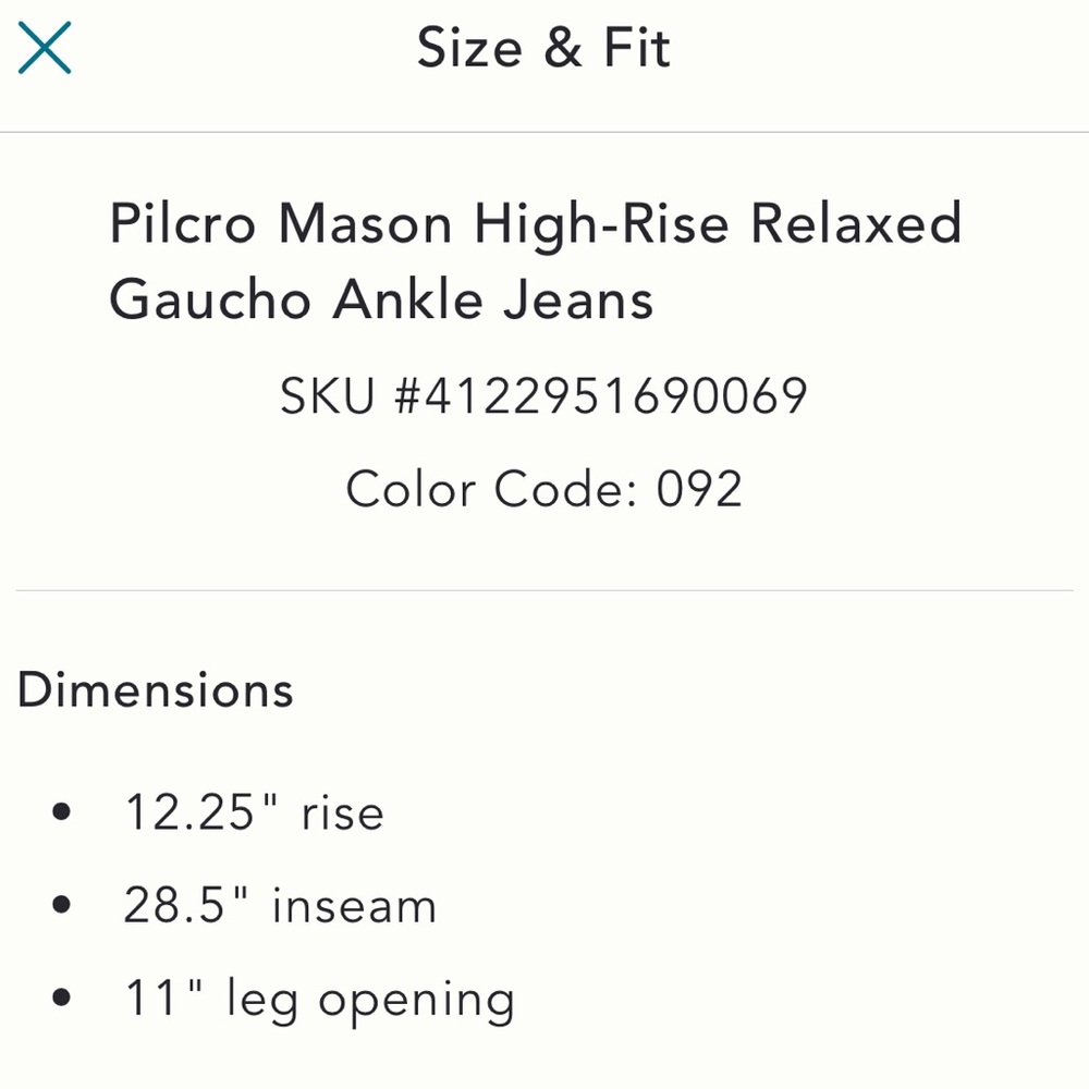 Pilcro Mason High-Rise relaxed gaucho ankle jeans Light Blue Wide Leg Sz.28 - Picture 9 of 10